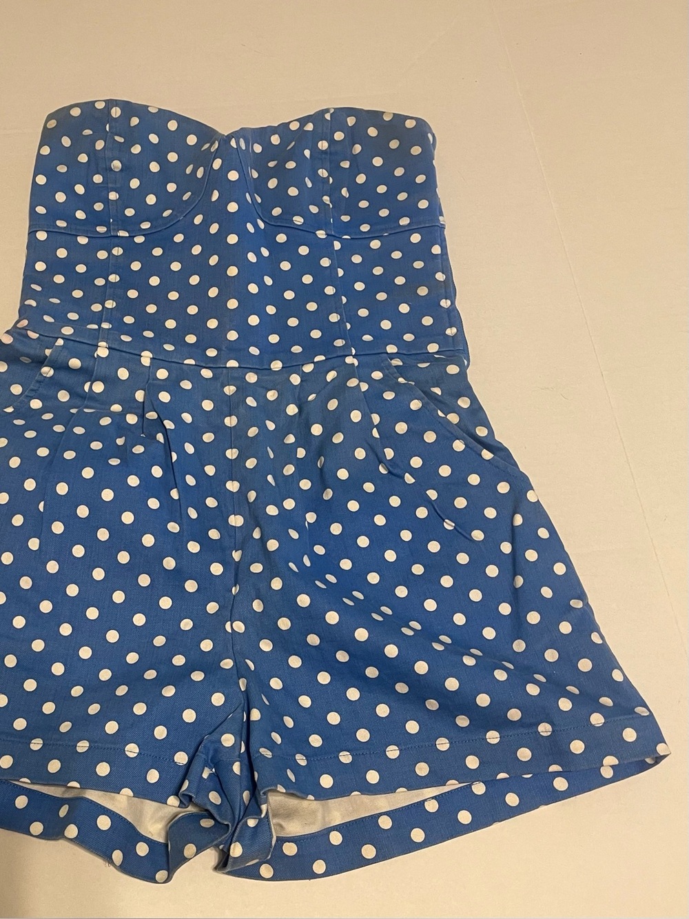 Dolce Vita Blue Polka Dot Strapless Women’s Shorts Romper Small